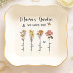 Personalized Mama's Garden Jewelry Tray, Grandma‘s Garden Birth Month Flower Jewelry Dish; Personalized Mom Trinket Tray, Grandma Shower Keepshake, for Grandma Mama 7 - color: Jewelry Dish 6
