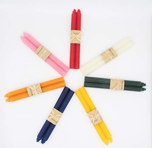 Set of 14 Beeswax Handmade Taper Candles, 9 Inch Smokeless Dripless Wax Candles, Beeswax Candle for Home Gift Ideas, Long Candle Sticks for Wedding,Dinner - color: 7Pair-Classical