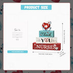 Smile Nurses Month Wooden Tabletop Decor Thank You Nurses Desktop Plaque with Heart & Stethoscope Indoor Home & Office Decor - Nurse Appreciation - style: Nurse