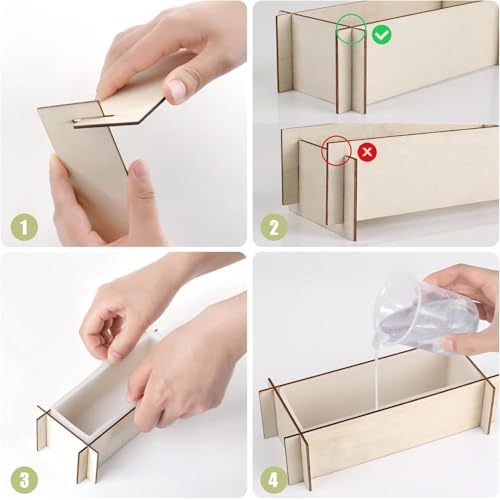 Rectangle Silicone Resin Mold with Wooden Frame Reusable Epoxy Mold for DIY Flower Preservation, Resin Bookends, Home Decor and Craft Projects (6x2x1.9in) - color: 6x2x1.9in