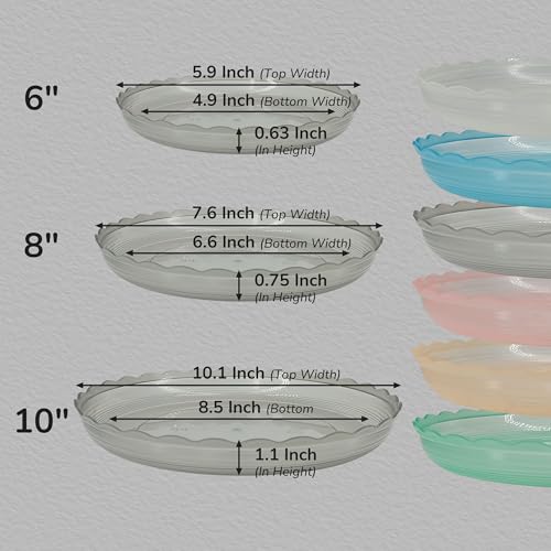 12Pcs Clear Plant Saucer, 6 8 10 Inch Durable Plastic Plant Tray, Round Plant Pot Saucers, Drip Tray for Indoor and Outdoor Garden, Amber Brown - color: Amber Brown(6" 8" 10")