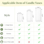 Glasseam Hurricane Glass Candle Holders: 3 Pcs Clear Cylinder Vases for Centerpieces Large Pillar Candle Holder for Floating Candles Modern Home Decor Wedding Table 5.3'' 7.3'' 9.5'' Height