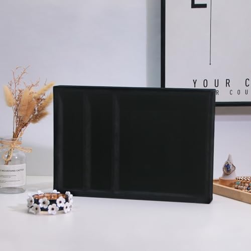 Bedside Organizer Tray, Desktop Storage Tray for Jewelry, Sunglass, Phone, Watch, Perfume,Lipstick, Nightstand Desk-top Catchall, Multi-use Holder for Desk Drawer (Black 3Grid) - color: Black Velvet, size: 3 Grid