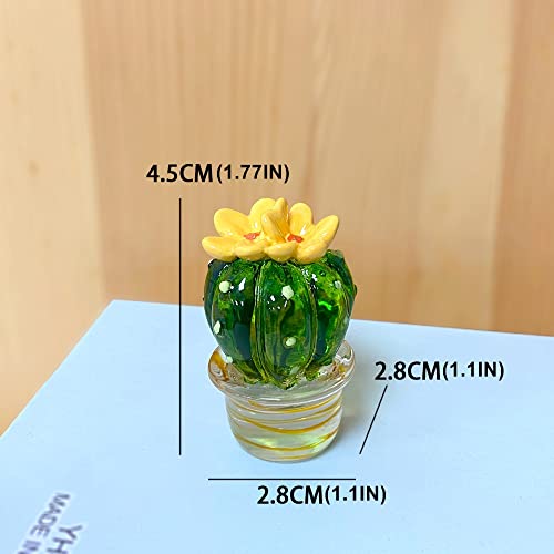 4PCS Handmade Mini Resin Cactus Cute Miniature Cacti Figurines Home Office Desk Tabletop Simulation Plants Decorations Car Interior Dashboard Ornaments