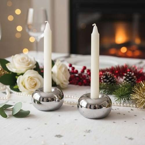 Silver Modern Doughnut Shaped Candlestick Holder, Small Decorative Taper Candle Holder for Bathtub Bedroom Livingroom - size: 1 Pack