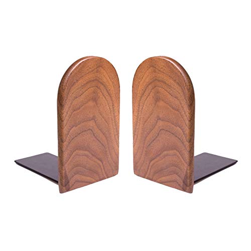 Wood Bookends, Decorative Bookends for Shelves Heavy Books, Office Book Stand, Black Walnut, H6.7 x W4.7 x L3.9 - color: Walnut A-1 Pair