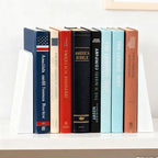 Modern White Wood Bookends - Decorative Book Stoppers for Bookshelves, Office & Home Decor - Sturdy Wooden Book Organizer (Set of 2)
