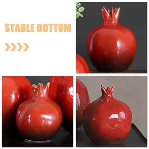 VOSAREA Glazed Ceramic Pomegranates Bud Vase, Pomegranate Home Decor Creative Flower Vase Fake Pomegranate Fruit Table Centerpiece Art Craft Ornament Housewarming Gift B, 12.50X9.50X9.50CM, Red - color: Red
