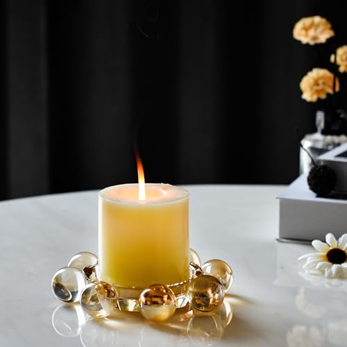 Crystal Candle Holders Pillar Candlestick Decorations for Home Party Dinner Christmas, Suitable for Large Cylindrical Candles, Champagne Color - color: Champagne Color