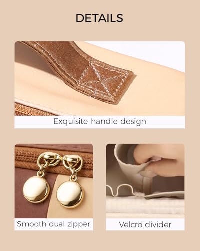 Large Standing Makeup Bag, Sturdy PU Leather Cosmetic Organizer with Fold-Down Phone Tray, Waterproof Travel Toiletry Case with Wipeable TPU Brush Holder, 9.5 Inch, Brown - color: Brown