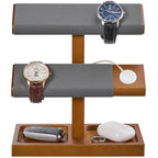 ProCase Wood Watch Display Stand Holder for Men, Wristwatch Tower with T-Bar Design, Hanging Watch Rack, Wooden Wrist Watch Tree - color: Brown, size: 2-Tier