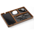 Valet Tray for Men, Black Sandalwood Catch All Tray, Wallet Trays Organizer for Nightstand, Desk, Elegant EDC Valet Trays for Keys, Watch, Phone, Jewelry