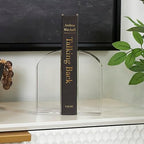 Deco 79 Crystal Geometric Decorative Bookends Arched Non Skid Bookends, Set of 2 Office Bookends2 W, 6" H, Clear - size: 2"W, 6"H