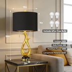 Modern Luxury Table Lamps, Gold Sculptural Bedside Lamps, Gold Leaf Finish Nightstand Lamps, 26'' Table Lamp with S Cluster Pull Chain Switch for Bedroom, Desk Lamp with USB Ports, 4 Bulbs Included