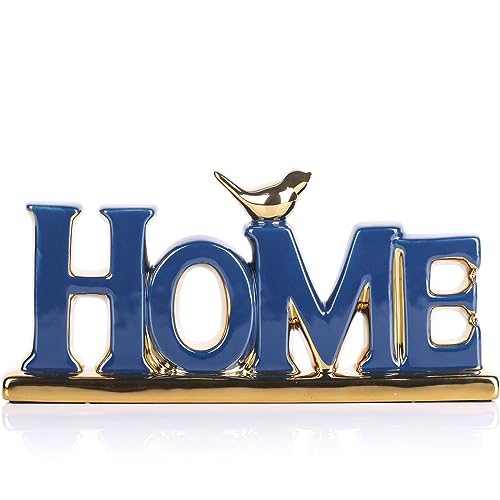 Love Sign Decoration,Blue and Gold Love Signs for Home Decor Statue,Gold Bird Sculpture Personalized Love Decor,Gold Style Figurine Decorative Ornaments for Living Room,Bedroom,Desktop,Cabinets - color: Blue, style: Home