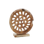Deco 79 Teak Wood Abstract Handmade Decorative Sculpture Circular Cutout Home Decor Statue, Accent Figurine 20" x 6" x 21", Brown - size: 20" x 6" x 21"