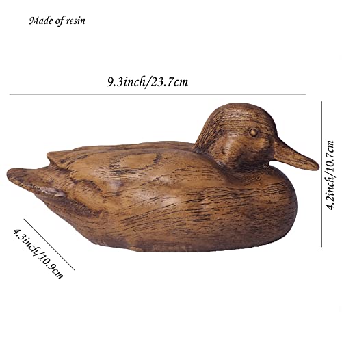Hymmah Wooden Texture Duck Home Decor Statue Rustic Home Decorations for Living Room, Boho Sculpture Resin Animal Collectible Figurines for Indoor Decor - color: Brown