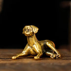 CHOVY Retro Crawling Dog Sculpture-Stretched Neck Pose, Handcrafted 100% Solid Brass-Ideal Home Decor Desk Ornament Collectible Art Piece Office Desk Accent Artistic Scene Decoration - style: Lying Dog