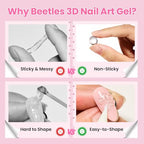 Beetles 3D Gel Nail Art with 3D Mold-2 Pcs Ballet Whisper Clear&Pink Solid Builder Nail Gel,Non-Sticky Sculpting, Dual-Ended Sculpture Pen, Beginner Friendly DIY at Home,UV LED Lamp Needed - color: B6-Clear & Pink