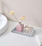 2PCS(7.87” L and 11.8” L) Silicone Soap Dispenser Tray, Kitchen soap Caddy countertop, Toilet, Tray for Scrubber, Lotion Bottles, Perfume, Jewelry, Candle, Key Trinket Ring-White Marble - color: Marble Gray（small 7.87”&large 11.8”）