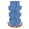 Rotating Display Stand, 3 Tier Wooden Organizer, 4-Sided Display Rack, 360 degree Spinning Multi-Pocket Tabletop Display Stand for Coasters, Stickers, Retail, Showcase, Tradeshow, 17”H, Blue - style: BLUE