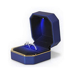 Luxury Ring Box, Square Velvet Wedding Ring Case Jewelry Gift Box with LED Light for Proposal Engagement Wedding, Blue - color: Blue, size: Ring Box