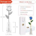AliveRose Dipped 24k Gold Rose, 24K Gold Rose Made from Real Rose - Unique Design 24K Dipped Rose for Anniversary Valentines Mothers Day Birthday Gifts (Blue Original Rose with Crystal Vase) - color: 2. Blue Original Rose With Crystal Vase