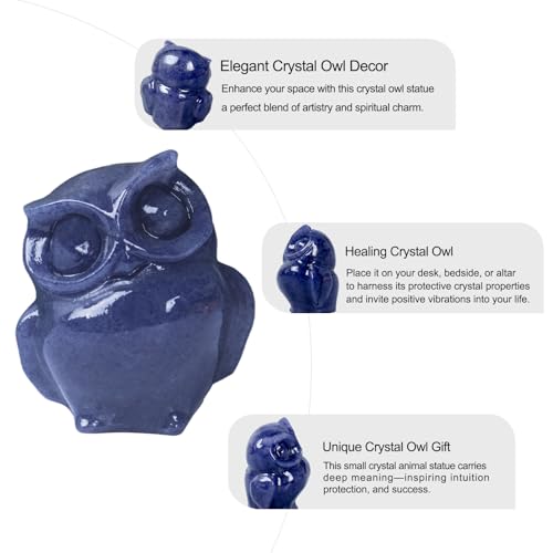 2 Inch Owl Figurine Handcrafted,Blue Aventurine Healing Animal Sculpture,Home Decor Unique Gift for Collectors,Crystal Artwork Nature Lovers Birthday Anniversary Present Spiritual Gift - color: Blue Aventurine Owl