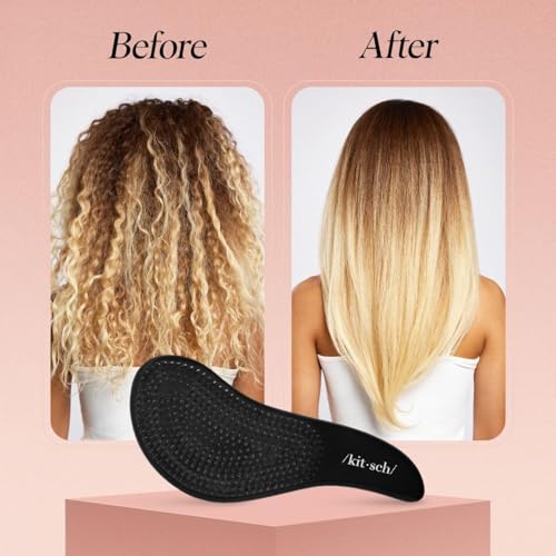 Kitsch Detangler Brush – Gentle Curly Hair Brush with Flexible Bristles for All Hair Types - Wet or Dry | Detangling Hair Brushes for Women & Men, Hairbrush for Adults & Kids - Black - color: Black