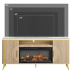 Fluted Fireplace TV Stand Up to 80" TVs, Modern Entertainment Center with 30" Electric Fireplace, Luxury Media Console with Adjustable Shelves for Living Room, Nature Oak - color: Nature Oak