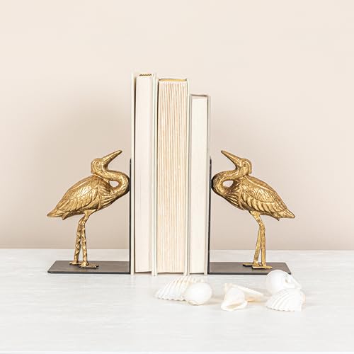 Creative Co-Op Decorative Cast Iron Bird Bookends, Gold, Set of 2