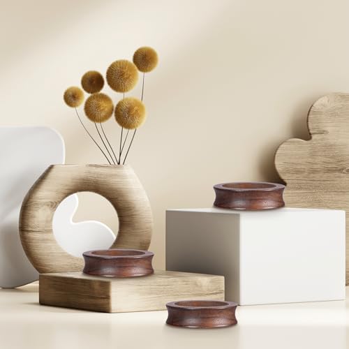 JUXYES Wooden Sphere Holder Display Stand, 3 Pack Small Wood Crystal Ball Stand, Simple Round Display Easel Stands for Crystal Balls, Baseball, Tennis Ball, Stones, Gemstones, Collections, 45mm - color: Brown, size: 1.7" - 3 PCS
