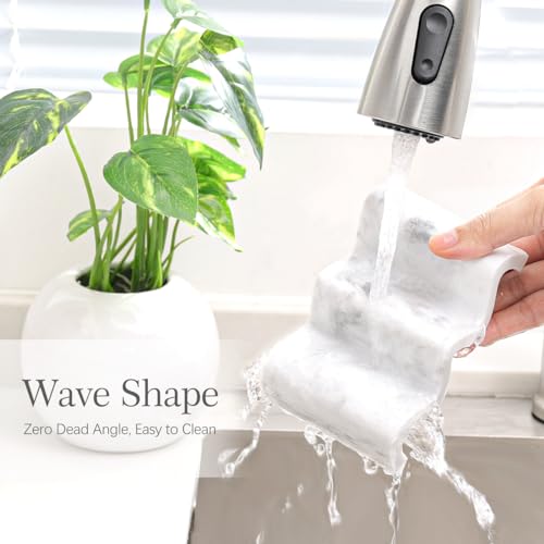 Luxspire Soap Dish, Marble Soap Dish, Self-draining Tray, Soap Holder Saver for Shower, Bathroom, Sink, Kitchen and Countertop, Gravel White - color: Gravel White, size: 1 PC