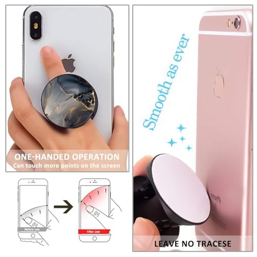 MOKKI 4 Pack Phone Grip,Cell Phone Holder for Smartphone,Finger Expanding Kickstand Stand - Luxury Black Rose Gold Marble Blue Gray