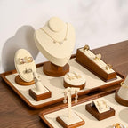Oirlv Single Finger wooden ring display stand Jewelry Showcase Display Holder (Creamy-white) - color: Creamy-white