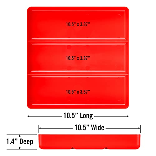 ERNST MFG Tool Garage Organizer Tray, Red, 3-Compartments - Made in the USA - color: Red, size: 3-Compartments