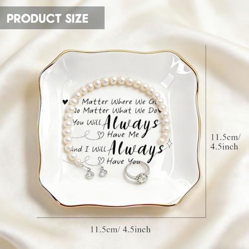 Long Distance Friendship Gifts for Women, Wherever We Go Ceramic Jewelry Dish, Trinket Jewelry Tray for Best Friend, Birthday, Christmas, Farewell, Thank You Gifts for Bestie, Sister - ASC - color: Long distance friendship