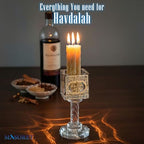 Crystal Havdalah Candle Holder 13 cm with Plaque - color: Crystal Havdalah 2