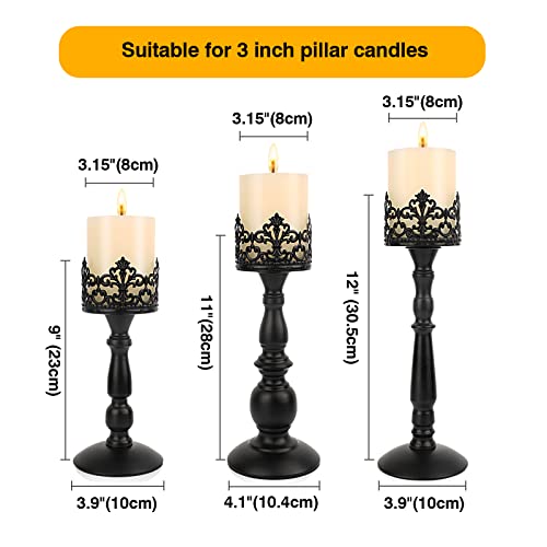 Black Vintage Candle Holder for Table Centerpiece Gothic Candle Stand Set - color: Black