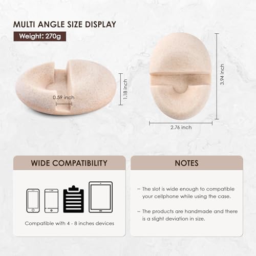 Artificial Stone Cell Phone Stand for Desk Handcraft Pebble Shape Minimalist Decor for Desk Kitchen Counter Office Easy of Use Sturdy and Stable(Beige Yellow) - style: beige yellow pebble stone