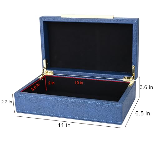 XIGEXIGE Navy Blue Shagreen box Faux Leather Decorative Box,Keepsake And Memory Storage Small Decorative Boxes with Lids for Modern Home Decor Jewelry Box Organizer - color: Blue-1