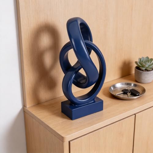 WUBIANJIE Modern Abstract Knot Sculpture, Artistic Mobius Inspired Resin Decor, Elegant Home and Office Decor, (Blue) - color: Blue