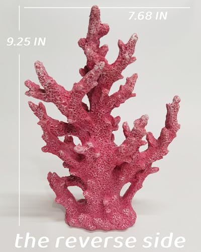 Lifelike Coral Reef Sculpture Statue - Handmade Resin Ocean Decor for Aquarium, Desk, Bathroom, Shelf - Coastal Beach Nautical Theme Gift for Home & Office - color: Pink
