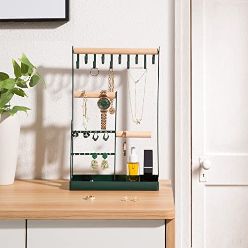 ProCase Cute Jewelry Stand, Aesthetic Jewelry Organizer for Dresser Vanity, Jewelry Holder Display for Necklaces Earrings, Gifts for Teen Girls Women, Bedroom Dorm Decor -Medium, Green - color: Green, size: 12.6" Height