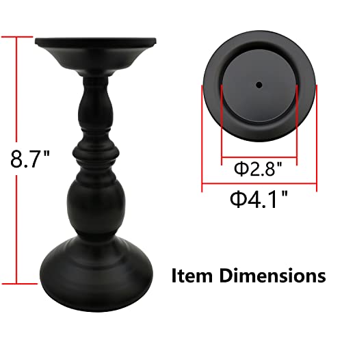 Pillar Candle Holders Stands Set of 2, Candle Holders for Pillar Candles Decorative Candlestick Holder for Fireplace, Home Decor, Dinning, Party, Wedding, Matte Black, 8.7'' - 2Pack - size: Pillar Candle Holders 8.7" & 8.7"