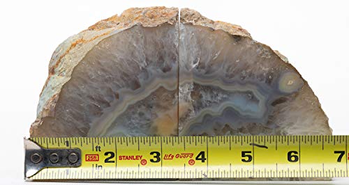 Agate Bookend with Rubber Bumpers Plus Includes Bonus Minerals (3.5-6 lb, Natural) - color: Natural, size: 3.5 - 6 lb