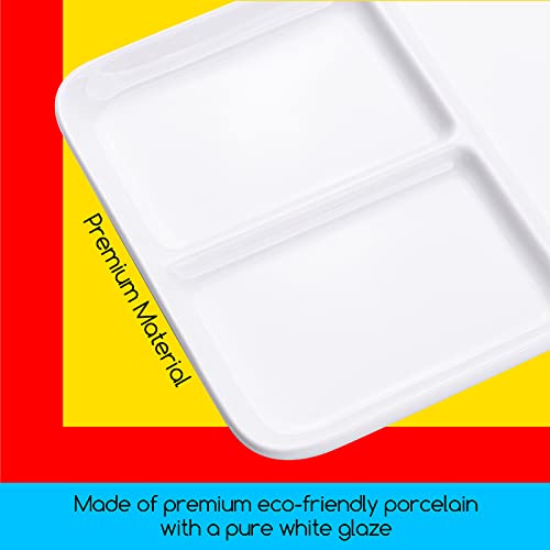 MEEDEN Ceramic Artist Paint Palette, Rectangle Porcelain Watercolor Palette, 10'' × 7'' Ceramic Mixing Tray for Gouache, Watercolor, Acrylic Painting