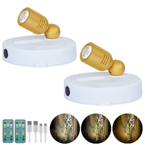 HAMVIDNE Rechargeable LED Spotlight, Indoor Battery Operated Spotlights with Remote, 3 Lighting Modes Up Lights for Plants, Dimmable Timer Picture Lights for Wall Art Painting Tree Spotlight - color: Rechargeable-White-G