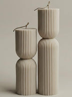 LAWA Hourglass Pillar Candle - Large Beautiful Handmade Pillar Scented Soy Wax Candle Elegant Bubble Aesthetic Candle Housewarming Gift Home Room Shelf Decor Idea Moon Gray (Set of 2) - color: Moon Gray