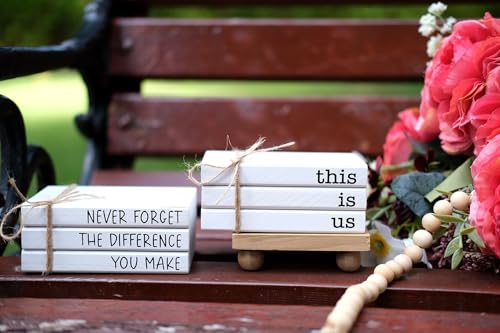 Mini Decorative Books for Tiered Tray Decor - Faux Wooden Books for Coffee Table Decoration - Farmhouse Shelf Decor - This is Us Sign - color: This is Us